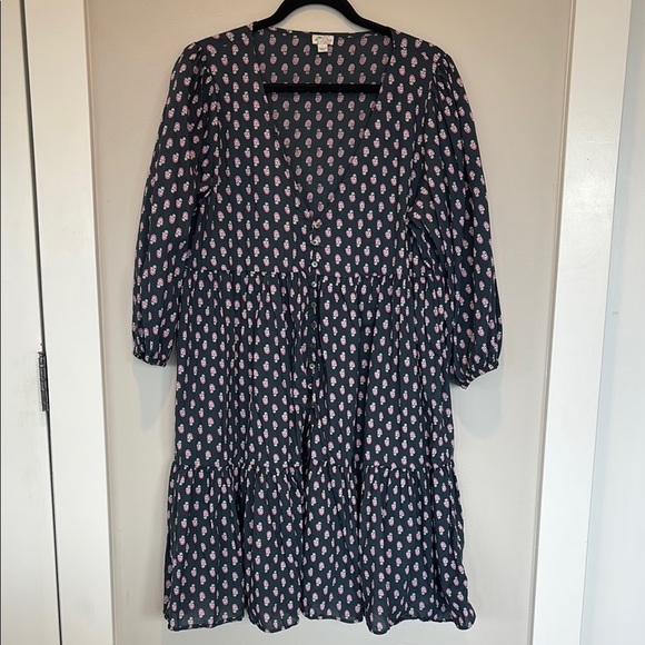 J. Crew Other - J. Crew Navy and Pink Patterned Dress/Coverup Large